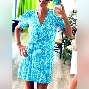 Lilly Pulitzer Blue Wrap Dress/skort worn once XS